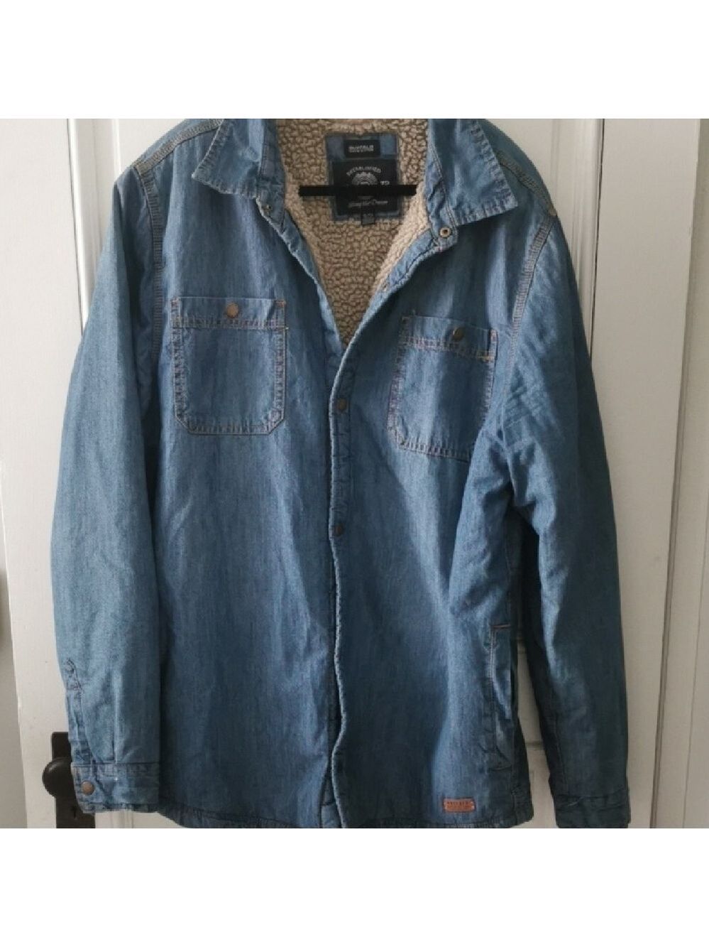 David Bitton mens denim sherpa lined shacket farmercore chorecore 100% cottonXL
